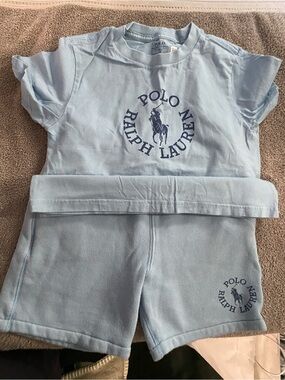Polo by Ralph Lauren Light Blue Logo Tee & Short Set